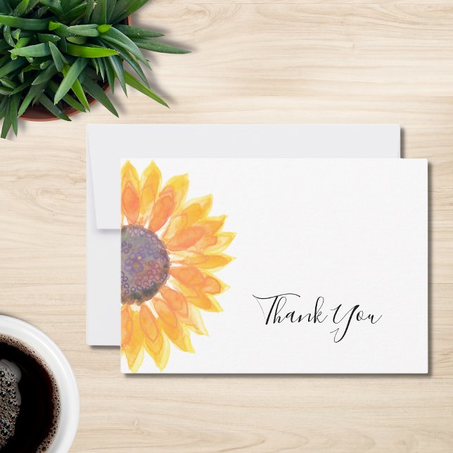 Sunflower Watercolor Thank You Card (Creator Uploaded)