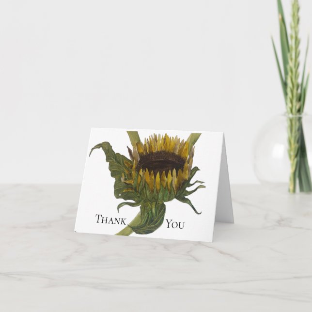 Sunflower Watercolor Thank You Card (Front)