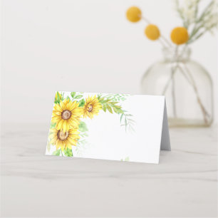 Sunflower Watercolor Wedding Place Card