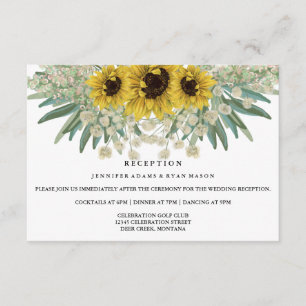 Sunflower Watercolor Wedding Reception Invitation