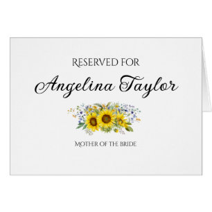 Sunflower watercolor wedding tabletop sign