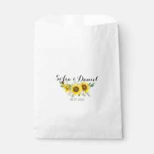 Sunflower watercolor white rose wedding  favour bags