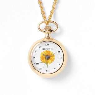 Sunflower Watercolor Yellow Floral Modern  Watch