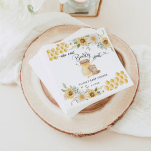Sunflower we can bearly wait baby shower napkin