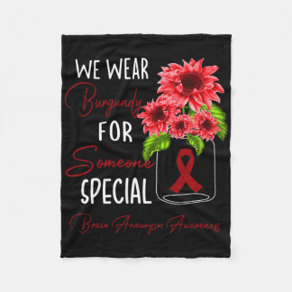 Sunflower We Wear Burgundy Brain Aneurysm Awarenes Fleece Blanket