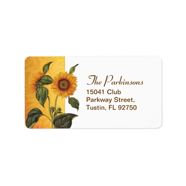 sunflower wedding address label (Front)