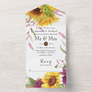 Sunflower Wedding All In One Invitation