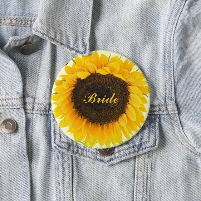 Sunflower Wedding Badge Button for Wedding Party (In Situ)