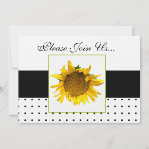 Sunflower Wedding black and white dots 2 Invitation