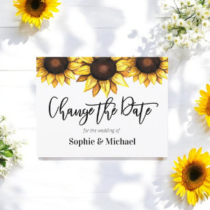 Sunflower Wedding Change the Date Invitation