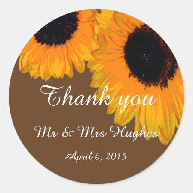 Sunflower wedding classic round sticker (Front)