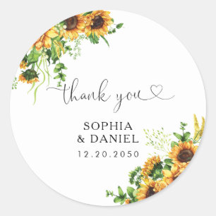 Sunflower Wedding Classic Round Sticker