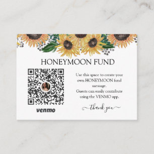 Sunflower Wedding Colours Honeymoon Fund Enclosure Card