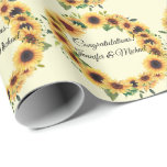 Sunflower Wedding Congratulations Add Names Summer Wrapping Paper<br><div class="desc">Sunflower Wedding Congratulations Add Names Summer Wrapping Paper</div>