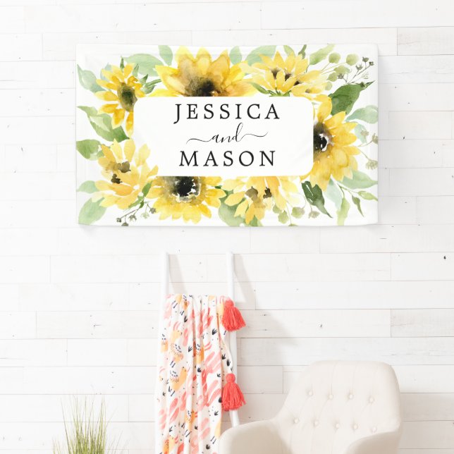 Sunflower Wedding Decorations Banner (Insitu)