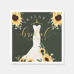 Sunflower Wedding Dress Floral Bridal Shower Napkin
