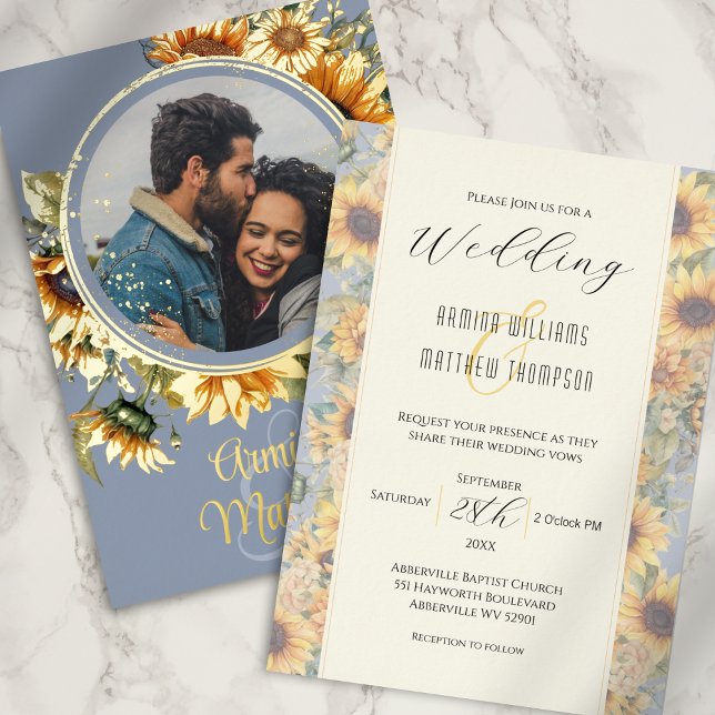 Sunflower Wedding Dusty Blue Custom Photo (Creator Uploaded)