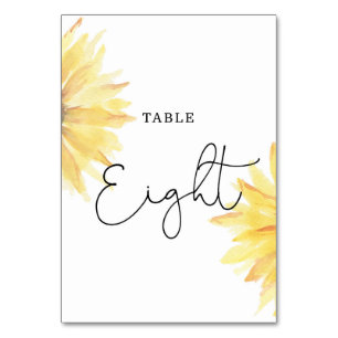 Sunflower wedding Eight table number