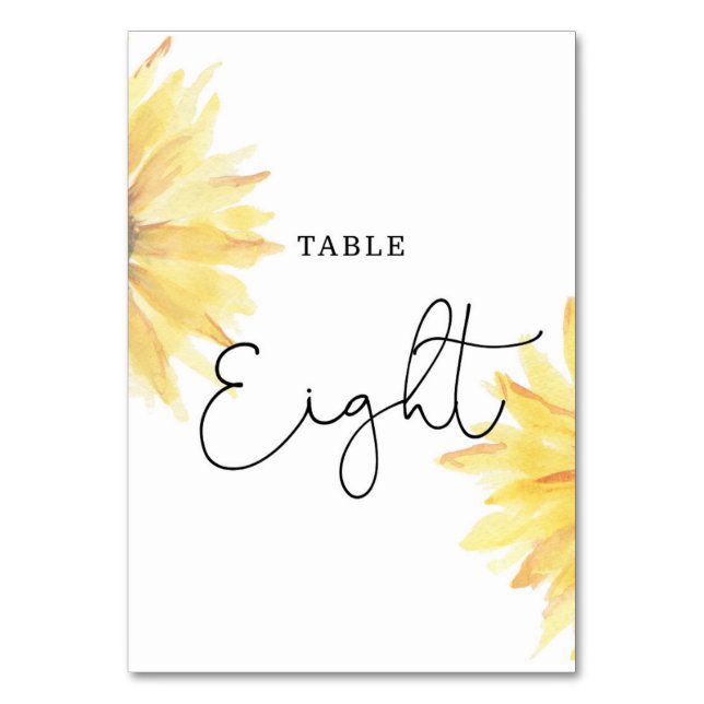 Sunflower wedding Eight table number (Front)