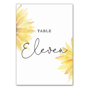 Sunflower wedding Eleven table number