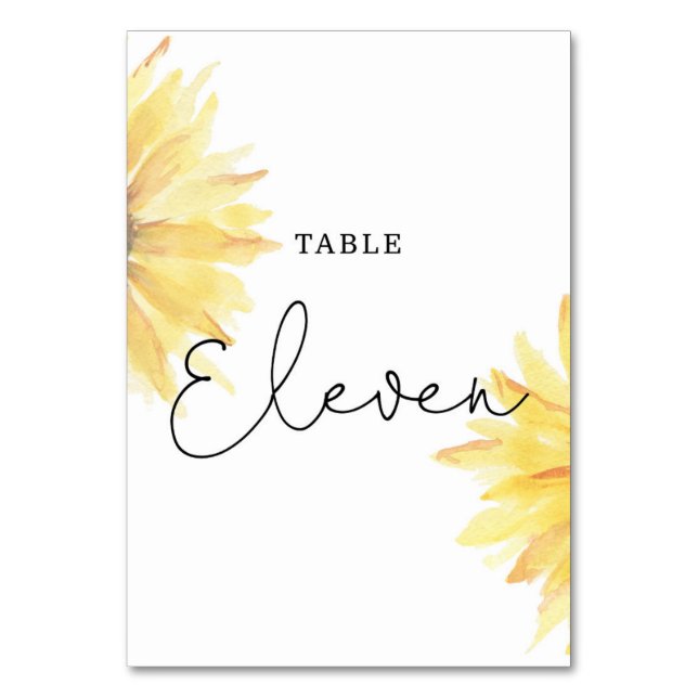 Sunflower wedding Eleven table number (Front)