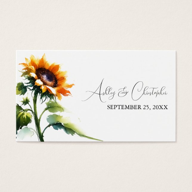 Sunflower Wedding Favour Tag (Front)