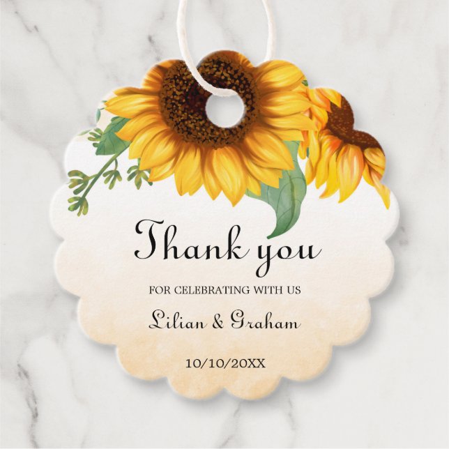  Sunflower Wedding  Favour Tags (Front)