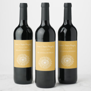 Sunflower Wedding Favour Wine Label