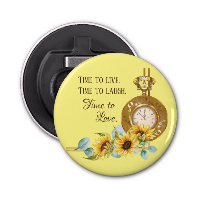 Sunflower Wedding Favour (Yellow) Magnet Bottle Opener (Front)