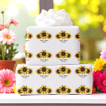 Sunflower Wedding Floral Yellow White Wrapping Paper<br><div class="desc">Sunflower wedding wrapping paper,  yellow white floral wrapping paper,  use personalise this template to change text.</div>