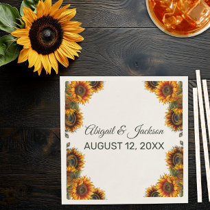 Sunflower Wedding Forest Green Rustic Napkin