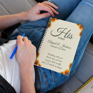 Sunflower Wedding His Vows Customisable Notebook