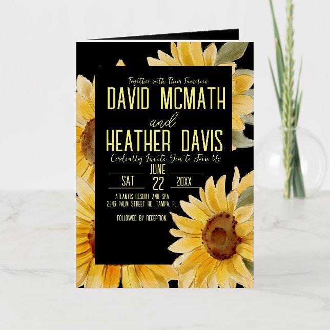Sunflower Wedding Invitation  (Front)