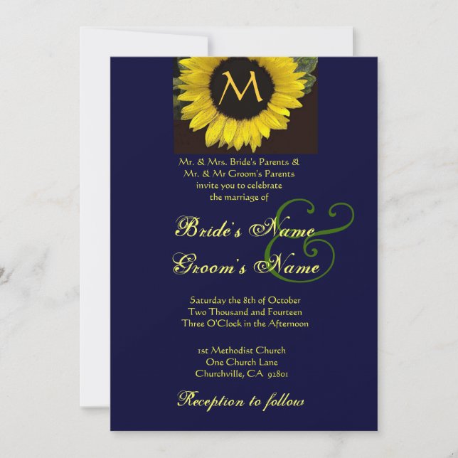 SUNFLOWER Wedding Invitation (Front)