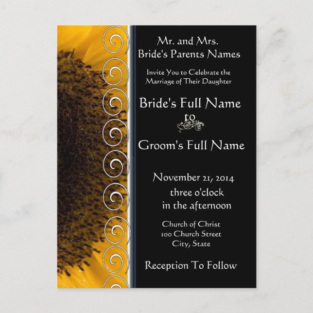 Sunflower Wedding Invitation (Front)