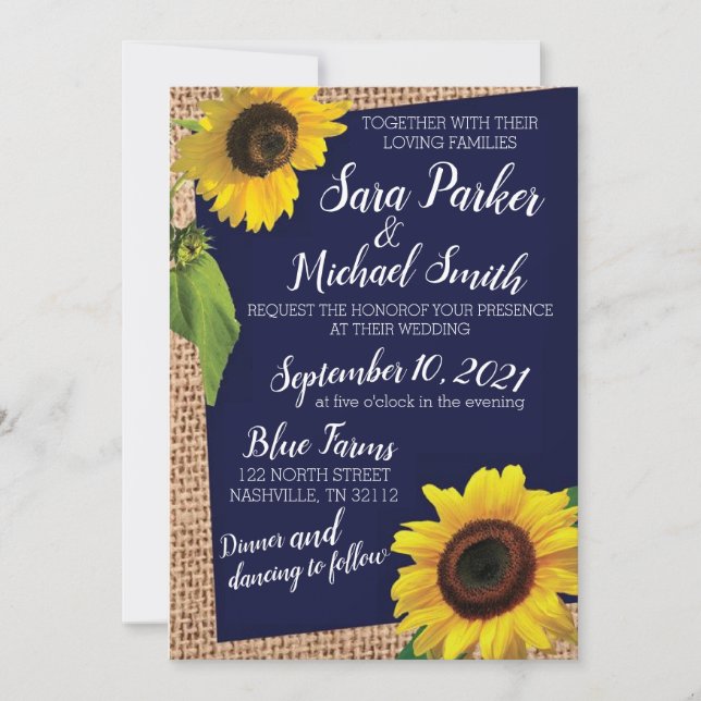 Sunflower Wedding Invitation (Front)