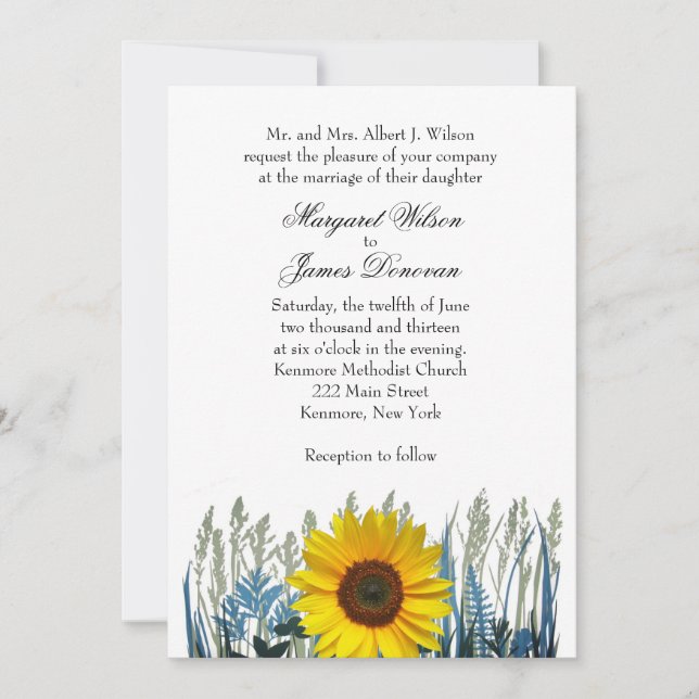 Sunflower Wedding Invitation (Front)