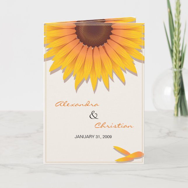 Sunflower Wedding Invitation Announcement Card 2 (Front)