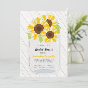 Sunflower Wedding Invitation Grey Yellow Rustic