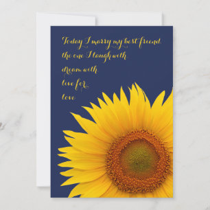 Sunflower Wedding Invitation Navy Blue Yellow