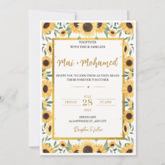 Sunflower Wedding Invitation – Rustic Summer Flora