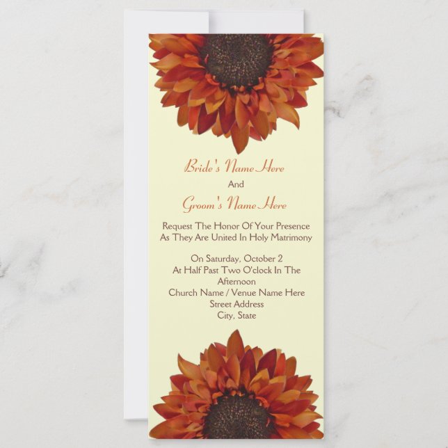 Sunflower Wedding Invite - From Bride & Groom (Front)