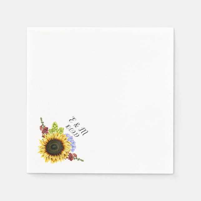 Sunflower Wedding Napkin (Front)