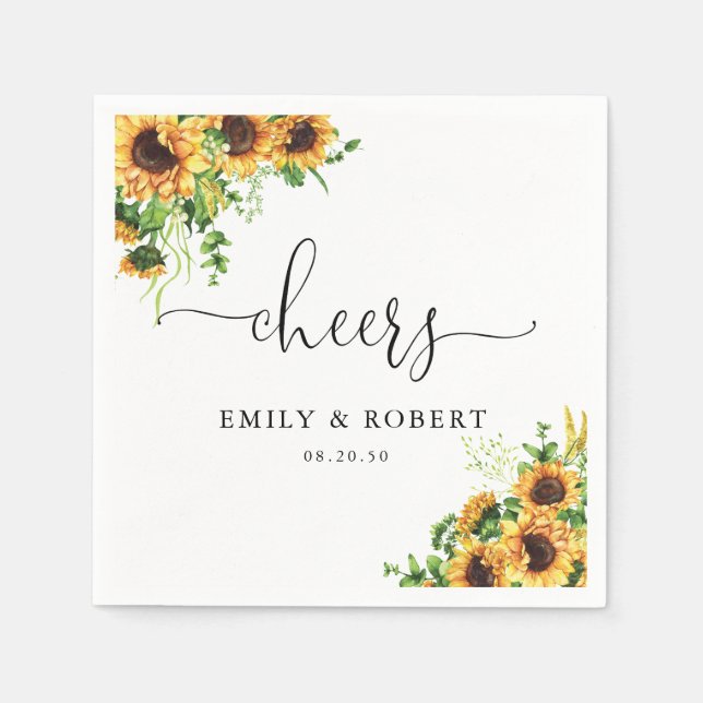 Sunflower Wedding Napkins (Front)