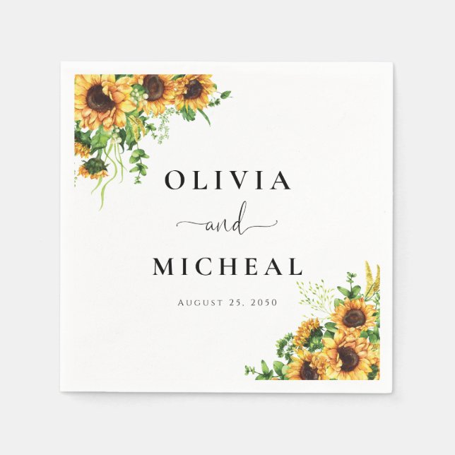Sunflower Wedding Napkins (Front)