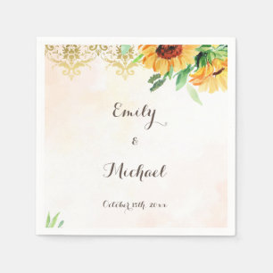 Sunflower wedding napkins personalised