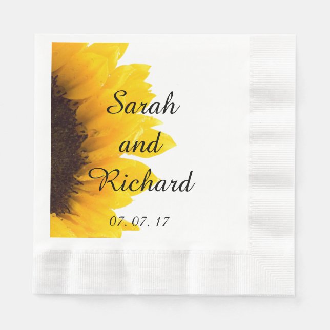 Sunflower Wedding Paper Napkins (Front)