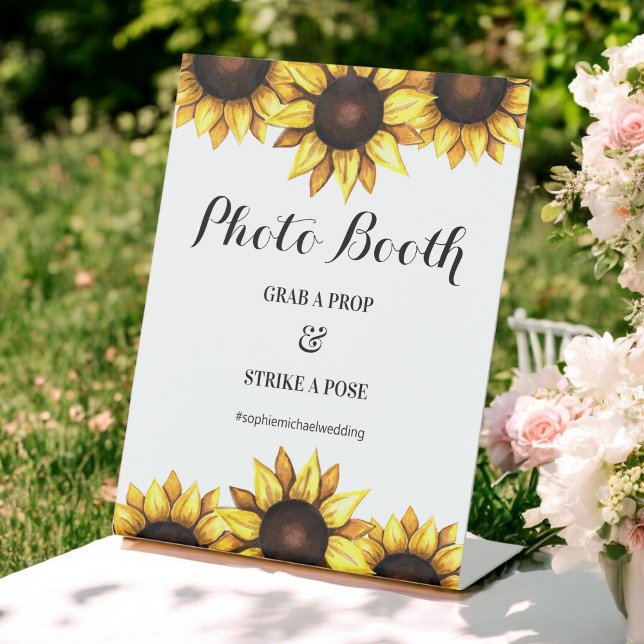 Sunflower Wedding Photo Booth Floral Pedestal Sign (Creator Uploaded)