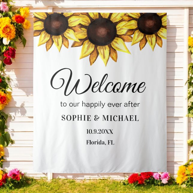 Sunflower Wedding Photo Prop Yellow White Backdrop Tapestry (Creator Uploaded)