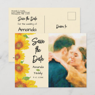 Sunflower Wedding Photo Save the Date Postcard